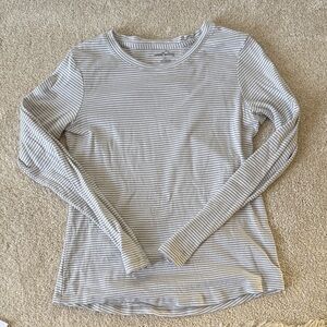 Eddie Bauer Gray Striped Long Sleeve Tee